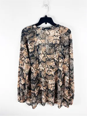 FREE PEOPLE Out For The Night Faux Snakeskin Print Sheer Top Size Large Boho thumbnail 2
