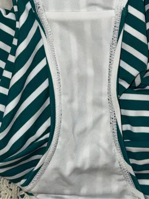 CUPSHE Striped One Piece Swimsuit w Boho Crochet Trim Women’s Large L thumbnail 8