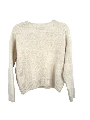 Everlane Cream Wool-Blend Crewneck Sweater Boucle Knit Size Medium Quiet Luxury thumbnail 6