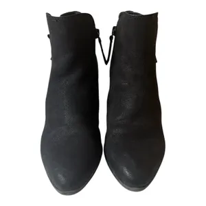 Frye Judith Black Leather Double-Zip Ankle Boots Size 8M Stacked Heel Booties thumbnail 2