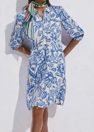 Cabi Athena Dress Blue Floral Coastal‎ Grandmillennial Topper Shirtdress XS thumbnail 1