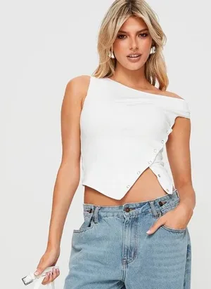 Princess Polly Karre Off the Shoulder Top White thumbnail 1