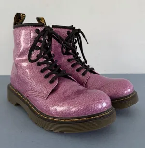 Dr. Martens‎ 1460 8-Eye Pink Glitter Boots Lace Up Combat Shoes thumbnail 1