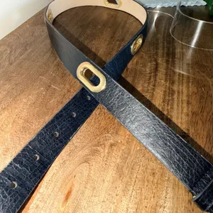 Ann Taylor Belt‎ Women M Black Grommet Textured Faux Leather Classic Timeless thumbnail 7
