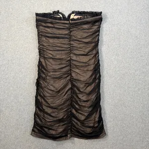 Blue Blush Women's Small Black Ruched Mesh Strapless Sweetheart Mini Dress thumbnail 8