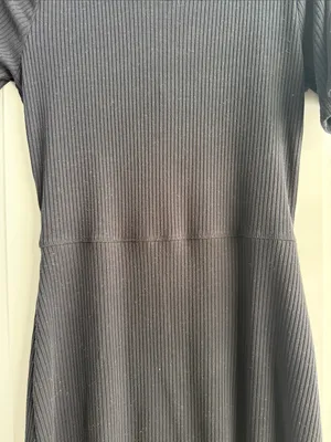 Abercrombie & Fitch Black Ribbed Fit & Flare Short Sleeve Dress thumbnail 2