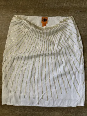 Tory Burch White Sequin Skirt Size 8 thumbnail 1