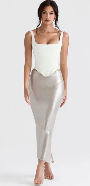 House Of CB Champagne Colette Satin Skirt thumbnail 2