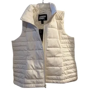 Lands’ End Women's Ivory Down Puffer Vest Size L Petite Lightweight‎ Casu… thumbnail 4