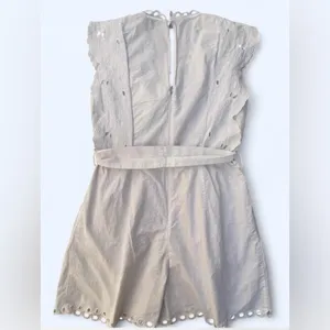 Zara White romper embroidery scalloped Large summer coastal nautical thumbnail 6