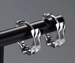 925 Silver Plated Twist Small Hoop Earrings for Men Women thumbnail 2