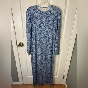 Reformation Tommie Knit Midi Dress in Taylor Blue Floral M thumbnail 2
