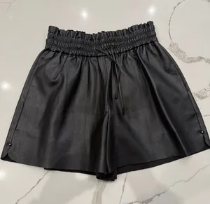 Zara Black High-Waist Faux Leather Paperbag Shorts NWOT thumbnail 1