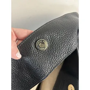 Furla Black Pebbled Leather Large Tote Bag Gold Hardware F Lock Charm thumbnail 8