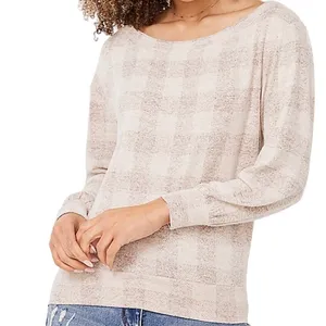 Maurices (M) Cozy Relaxed Plaid Button Long Sleeve Dolman Boat Neckline Tee thumbnail 3