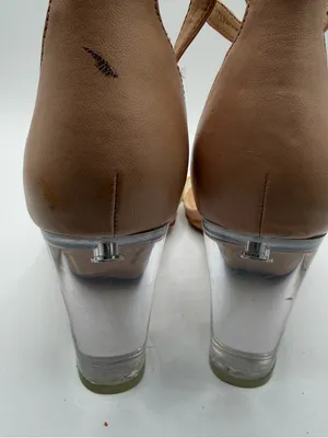 INC Kivah Clear Strap Block Heel Sandals 7.5 Nude Lucite Wedding Y2K thumbnail 8