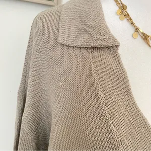 Meshki Carlota Collared Knit Cropped Jumper Sweater in Taupe Size Medium thumbnail 6