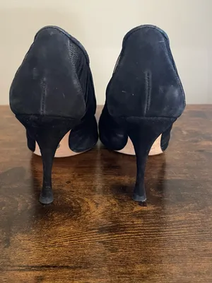 Dolce & Gabbana Black Mesh Rosette Peep Toe Stiletto Pumps Women Size 37.5 thumbnail 7