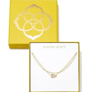 Kendra Scott Aria Inline multi Strand Gold Necklace with Iridescent Pendant thumbnail 1