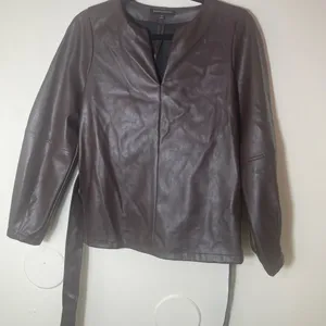 Banana Republic brown vegan leather jacket thumbnail 2