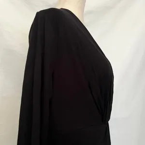 Kenarr Faux Wrap Knit Womens Top Sz L Y2K Minimal Black V-Neck Long Sleeve= thumbnail 12