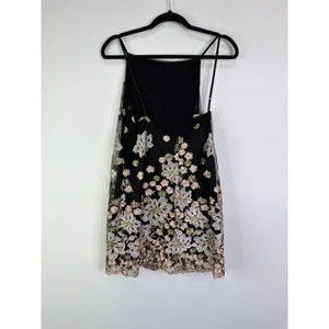 Backstage Marrakech floral embroidered Black Mesh dress Size Medium thumbnail 5