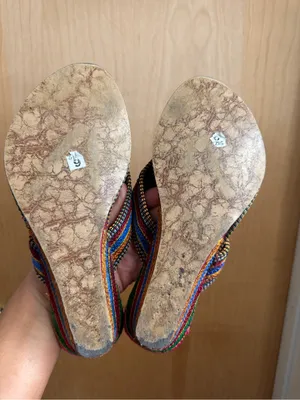 Boho Multicolor Woven Thong Sandals Embellished Low Heel Size : 9 thumbnail 6