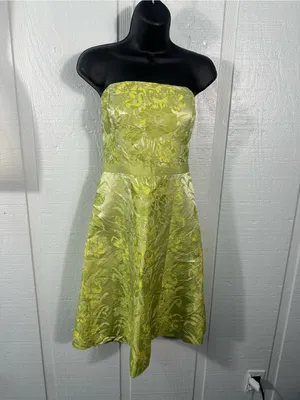 Ann Taylor Green Strapless Dress Size 4 EUC thumbnail 2