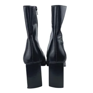 Steve Madden Freya Women's Black Leather Square Toe Zipper Heeled Boots Size 8M thumbnail 3