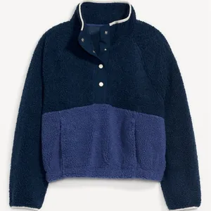 Old Navy NWT Long-Sleeve Oversized Two-Tone Sherpa Sweatshirt for Women thumbnail 6