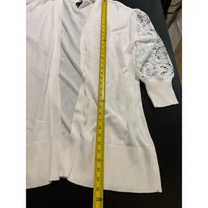 Torrid White Lace Sleeve Open Front Cardigan Plus Size 3 3X Longline Sweater thumbnail 2