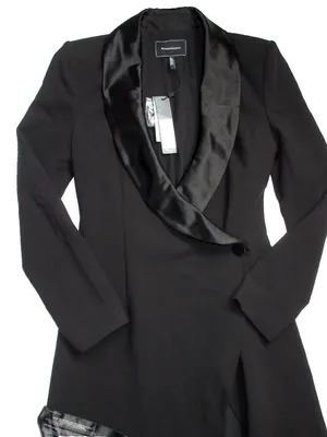 NWT BCBG MaxAzria Luciano Tuxedo Gown in Black Coat Jacket Dress 4 $498 thumbnail 6