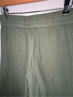 Eileen Fisher Nori Drawstring Wide Leg Cropped Culottes Organic Cotton Gauze thumbnail 13
