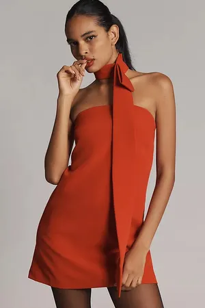 Grey Lab Red Mink Dress with Neck Scarf- Anthropologie thumbnail 1