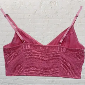 Free People Intimately Lace Bralette L Pink Lemonade Crop Top Stretch Mesh thumbnail 4