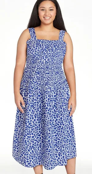 Gorgeous Time and Tru Women's Sleeveless Smocked Peasant Midi Dress XL NEW thumbnail 1