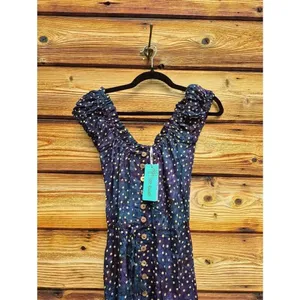 NWT Tiare Hawaii Blue Ruffle Hem Maxi Dress Size S M L XL thumbnail 4