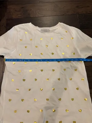 New with Tags Evereve South Parade Gold Hearts Tee Sz M thumbnail 4