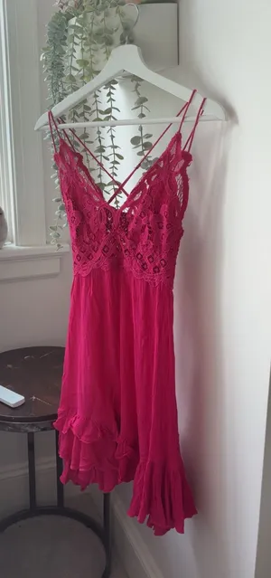 Free People Adella Slip Dress XS - Hot Pink/ Fuchsia thumbnail 1