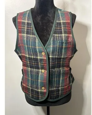 Talbots Wool Vest Women’s Small Petite Vintage Plaid Academic Prep Equestrian thumbnail 1