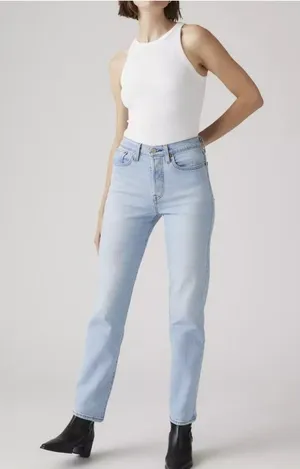 New Levi's Premium 27x28 Wedgie Straight Ankle Women's Jeans Fully Baked Light thumbnail 1
