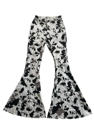 Altar’d State Cow Print Bell Bottom Flare Jeans Boho Chic Western Retro Festival thumbnail 2