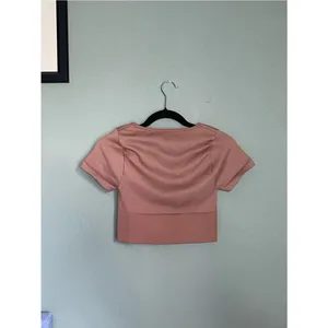 Aerie Offline Seamless Ribbed Scoop Neck Cropped Short Sleeve Size S Tan Beige thumbnail 3