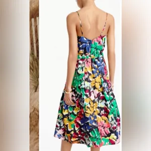 NWT J. Crew Colorful spaghetti strap brushstroke Abstract SILK dress midi 8 thumbnail 7
