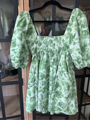 Abercrombie Emerson babydoll mini dress poplin cotton pockets square neck floral thumbnail 4