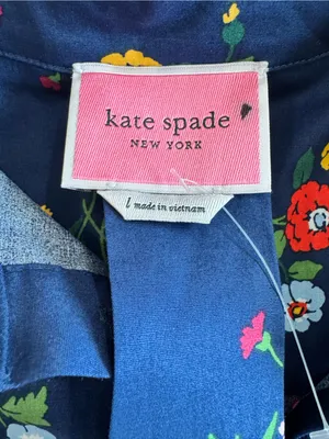 kate spade Navy Floral Tie-Waist Puff Sleeve Mini Dress thumbnail 11