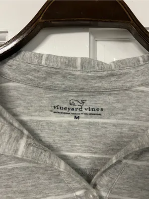 Vineyard Vines Gray and White Striped Long-Sleeve Polo thumbnail 2