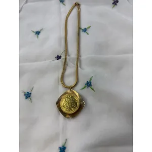 Vintage Waltham Pendant‎ Watch Necklace Gold Tone Sunburst Floral Swiss Made thumbnail 5