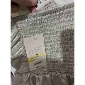 wild fable Silver Metallic Smocked Ruffle Hem peplum Tank Top M thumbnail 2