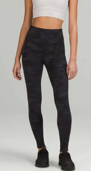 Lululemon Size 6 Base Pace High-Rise Navy Blue Camouflage Leggings. thumbnail 1